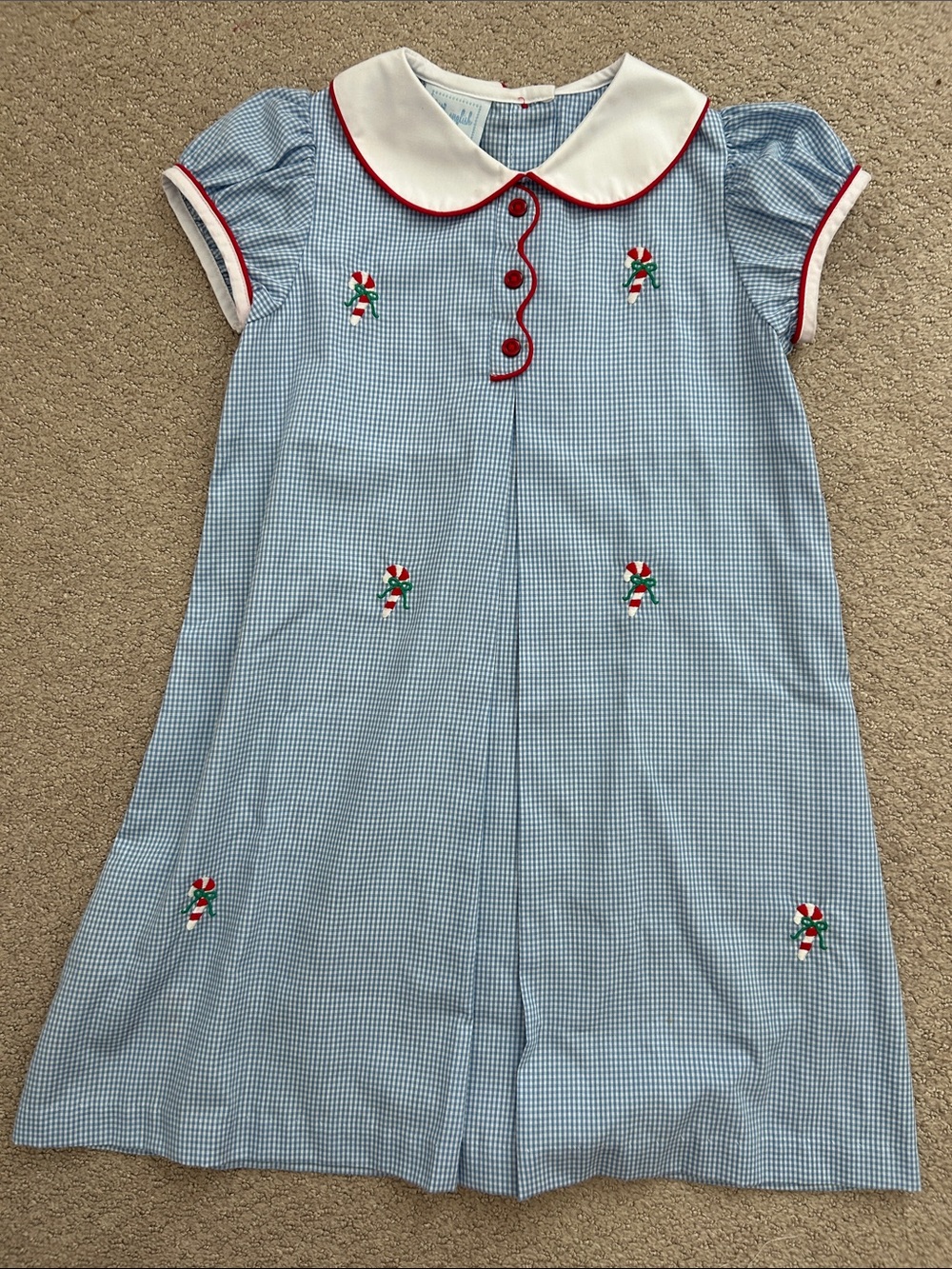 Little English blue gingham candy cane dress